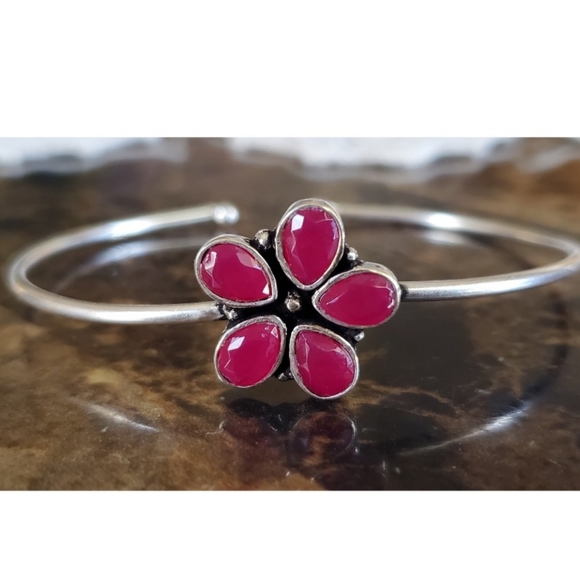 Jewelry - Genuine Faceted Natural Ruby Cuff Bracelet